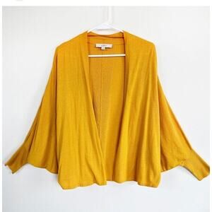 Ann Taylor Loft Sweater Women's Medium Mustard Open Cardigan Dolman Sleeves